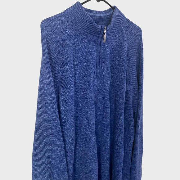Tommy Bahama Napa Ridge 1/4 Zip Sweater Men's XXL Blue Ribbed Knit Long-Sleeve - Picture 4 of 12